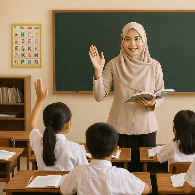 Teacher leading a Ramadan classroom