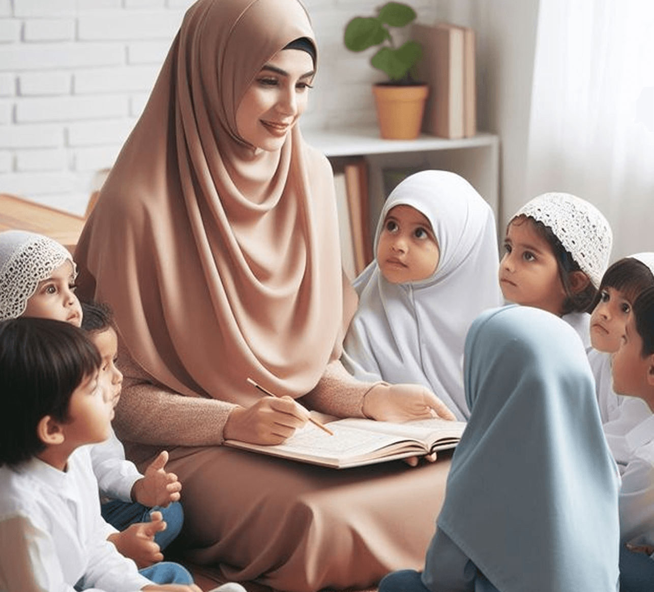 Teacher reading with children